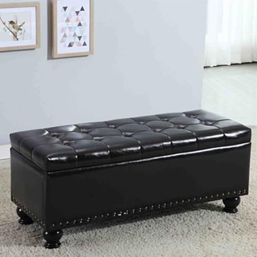 Rechteckiger Ottomane aus PU-Leder – schwarzer Fußhocker mit Nietendekoration für Schlafzimmer, Schuhaufbewahrung und Bettende, 100 x 40 x 42 cm – stilvolle und funktionale Wohnmöbel Rechteckiger Ottomane aus PU-Leder – schwarzer Fußhocker mit Nietendekoration für Schlafzimmer, Schuhaufbewahrung und Bettende, 100 x 40 x 42 cm – stilvolle und funktionale Wohnmöbel von Generisch