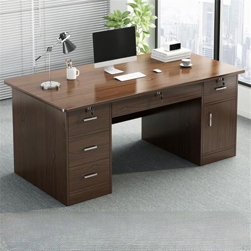 Rechteckiger Schreibtisch aus Holz mit Sockel, Schublade und integriertem Büroschrank, ideal für Computertisch, Studentenstudium und Schlafzimmer von Generisch