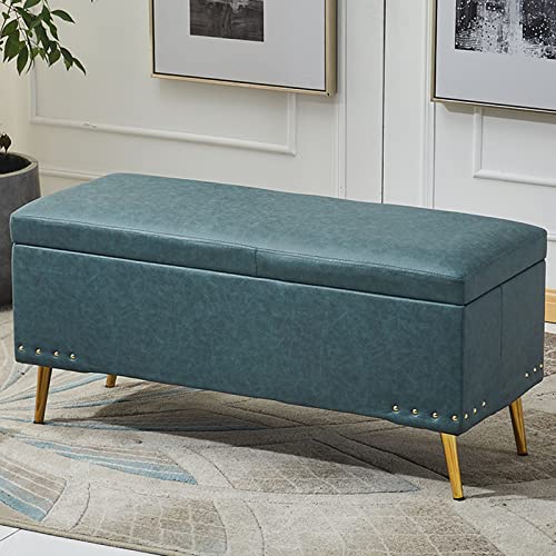 Rechteckiger Sitzhocker aus Kunstleder mit Stauraum – gepolsterter Fußhocker für Wohnzimmer, Schlafzimmer, Flur & Eingang – Stilvoller 90 x 40 x 45 cm (35 x 16 x 18 Zoll) Ottomane von Generisch