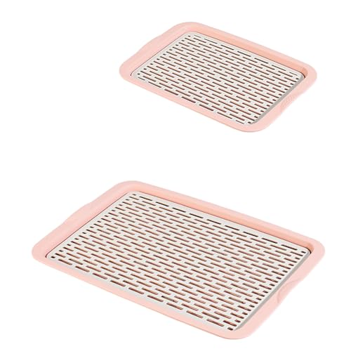 Rechteckiges Abtropfgestell, abnehmbares Gitter-Design, Kunststoff-Tablett für Kaffee-Wasser-Tablett für Teller und Obst, ideale Küche (Rosa) von Generisch