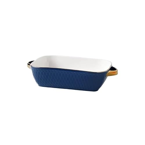 Rechteckiges Backblech mit goldenen Kanten - Blaue Backschale für Haushalt Mikrowelle Backofen Ideal zum Backen von Käsekuchen und mehr - Backform von Generisch