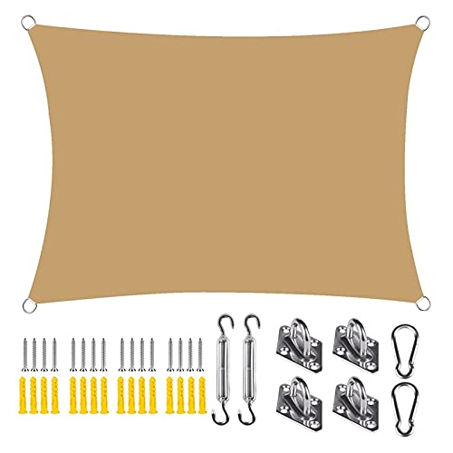 Rechteckiges Garten-Sonnenschutzdach, 3 x 7 m, UV-Schutz, windabweisend, für Außenbereich, cremefarben, für Terrasse, Hinterhof und Außenbereiche von Generisch