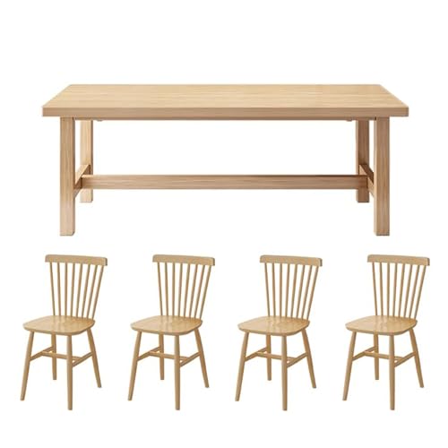 Rechteckiges Holz-Esstisch-Set für 4 Personen, inklusive 4 Stühlen, perfekt für Zuhause, Restaurant oder Miethaus von Generisch