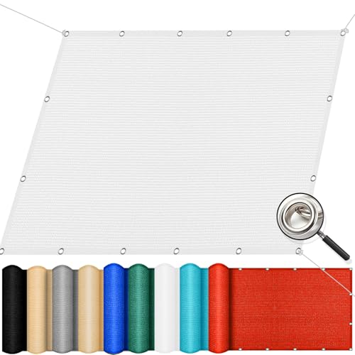 Rechteckiges Sonnensegel, 340 x 340 cm, UV-Schutz, luft- und wasserdurchlässig, für den Außenbereich, mit Ösen, für Garten, Terrasse, Balkon, weißer Sonnenschutz für Terrasse von Generisch