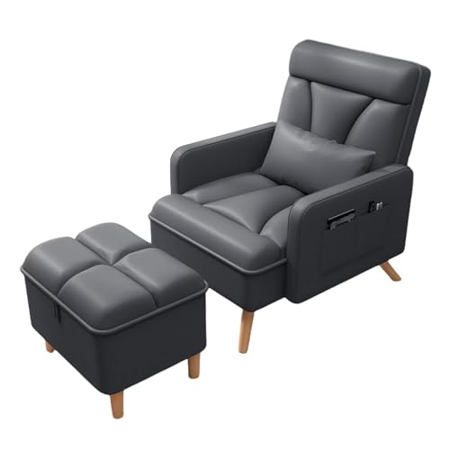 Recliner Chair with Stool, 5 Levels Adjustable, Modern Design, Side Storage Pockets, Comfortable Wing Chair for Living Room and Bedroom von Generisch