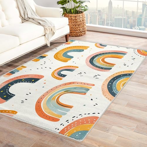 Regenbogen Teppich Beige - Teppich Wohnzimmer Schlafzimmer Kinder Regenbogen, Kleiner Teppich Babyzimmer, Weich Kurzflor & Waschbar & rutschfest Fussmatte Innen, Kinderteppich 60x90 cm Regenbogen Teppich Beige - Teppich Wohnzimmer Schlafzimmer Kinder Regenbogen, Kleiner Teppich Babyzimmer, Weich Kurzflor & Waschbar & rutschfest Fussmatte Innen, Kinderteppich 60x90 cm von Generisch