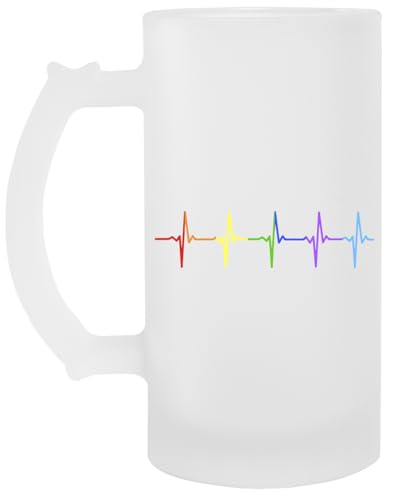 Regenbogenpuls-Hearbeat Lgbt Transparenter Bierglas-Trinkbecher mit Griff von Generisch