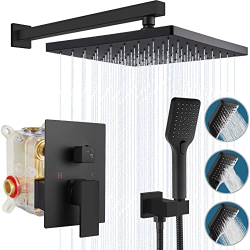 Regenduschsystem Badezimmer Wasserhahn Set mit Druckausgleichsventil Rough-in Ventil ABS Handbrause und 25,4 cm Regenduschkopf Wandhalterung Design Regenduschsystem Badezimmer Wasserhahn Set mit Druckausgleichsventil Rough-in Ventil ABS Handbrause und 25,4 cm Regenduschkopf Wandhalterung Design von Generisch