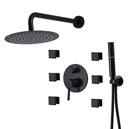 Regenduschsystem mit 25,4 cm Duschkopf, 6 Körpersprays & Handbrause, 3-Funktionsmischer Wasserhahn-Set, Ganzkörper-Spa-Erlebnis von Generisch