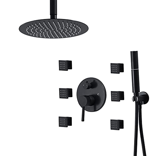 Regenduschsystem mit 25.4 cm Duschkopf, 6 Körpersprays & Handbrause, 3-Funktionsmischer Wasserhahn-Set, Ganzkörper-Spa-Erlebnis von Generisch