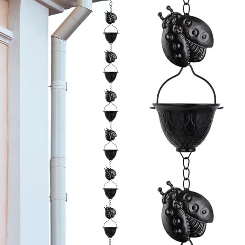 Regenketten, 2,8 m dekorative Dachrinne Fallrohr Alternative, 8,5 cm, robuste Regenwasser-Abflusskette mit 12 Bechern für Dach, Gartenhaus, Pavillon, Baldachin, Metall Regenketten, 2,8 m dekorative Dachrinne Fallrohr Alternative, 8,5 cm, robuste Regenwasser-Abflusskette mit 12 Bechern für Dach, Gartenhaus, Pavillon, Baldachin, Metall von Generisch