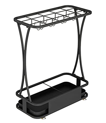 Regenschirm-Aufbewahrungsständer mit Ablaufschale – stabiles Eisen- und Rattan-Design für Organisation im Innenbereich und platzsparend von Generisch
