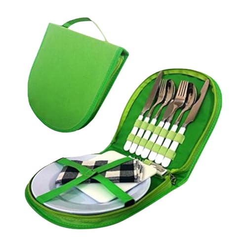Reiseutensilien mit Koffer,Essbesteck-Sets,Wiederverwendbares Utensilienset aus Edelstahl - Camping-Besteck mit Tischdecken, Tellern und mehr, Geschirr-Set mit Etui für Camping, Wandern, Grillen Reiseutensilien mit Koffer,Essbesteck-Sets,Wiederverwendbares Utensilienset aus Edelstahl - Camping-Besteck mit Tischdecken, Tellern und mehr, Geschirr-Set mit Etui für Camping, Wandern, Grillen von Generisch