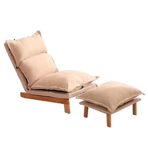 Relaxsofa mit Ottomane, verstellbare Rückenlehne von 90° bis 180°, Massivholzbasis, Bezug abnehmbar und waschbar, perfekt für Wohnzimmer und Schlafzimmer von Generisch