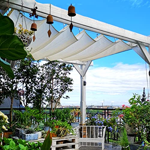 Retractable Wave Sonnensegel Sonnensegel Wasserdicht Outdoor Pergola Ersatzbezug UV-Block HDPE Schattierungsnetz mit Befestigungsset, Weiß (1,5 x 3 m/4,92 x 10 Fuß) von Generisch