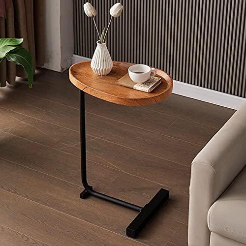 Retro C-förmiger Beistelltisch für Laptop & Kaffee - Mobiler Sofa- & Betttisch mit Metallrahmen in Schwarz/Goldener MDF-Platte - Stilvolles Dekor für Wohnzimmer & Büro von Generisch