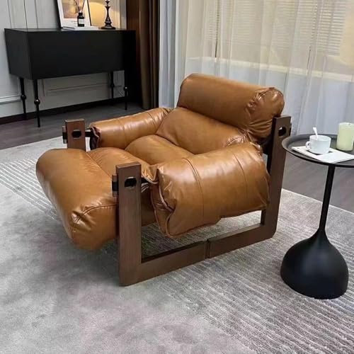 Retro Einzelsofa Sessel mit Holzrahmen, bequemer Loungesessel für Wohnzimmer, Balkon oder Zuhause Entspannung von Generisch