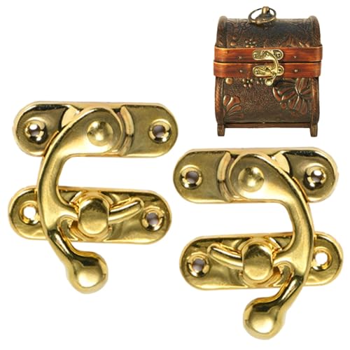 Retro-Haken-Haspe – Schwingarm-Verschluss | Schmuckkästchen-Hakenverschluss, Retro-Stil, Vintage-Stil, linker und rechter Hakenverschluss für Schmuckschatulle, Werkzeugkasten, antike Box und Koffer Retro-Haken-Haspe – Schwingarm-Verschluss | Schmuckkästchen-Hakenverschluss, Retro-Stil, Vintage-Stil, linker und rechter Hakenverschluss für Schmuckschatulle, Werkzeugkasten, antike Box und Koffer von Generisch