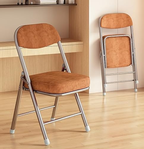 Retro-Klappstühle, tragbar, stapelbar, gepolsterte Sitze, Cord, Esszimmerstühle mit Rückenlehne, belastbar bis 200 kg von Generisch