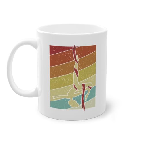 Retro Luftakrobatin Tänzerin Kaffeetasse | Gymnastik Aerial Yoga Aerial Silks Tasse Weiß (08929C) von Generisch
