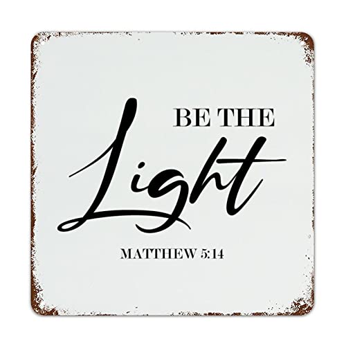 Retro Metallschilder Light Matthäus 5-14 Metall-Blechschild Poster dekoratives Licht Matthäus 5-14 Schild Metall Vintage Wandschild Einweihungsgeschenke 25,4 x 25,4 cm von Generisch