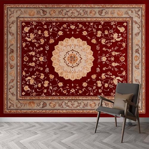 Retro Stil Kinderzimmer Fototapete Wandbild, Geometrisch Mandala Blumen Tapeten Vliestapete für Wohnzimmer Schlafzimmer Kinder Fototapete - leicht anzubringen Wandtapete 250 x 175 cm (B x H) von Generisch