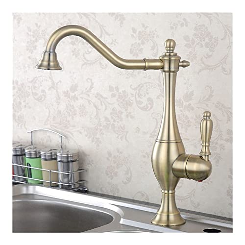 Retro Teekanne Küchenarmatur aus schwarzem Messing, 360° drehbar, gebürstetes Gold, Mischbatterie für heißes und kaltes Wasser, stilvolle moderne Spültischarmatur mit 38 mm Schlauchgröße für Retro Teekanne Küchenarmatur aus schwarzem Messing, 360° drehbar, gebürstetes Gold, Mischbatterie für heißes und kaltes Wasser, stilvolle moderne Spültischarmatur mit 38 mm Schlauchgröße für von Generisch