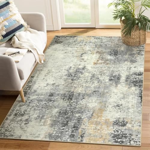 Retro abstrakter rutschfester Teppich für Wohnzimmer & Schlafzimmer – modische Tinte Design Couchtisch Matte Indoor Fußmatte 120 x 150 cm Heimdekoration Teppich von Generisch