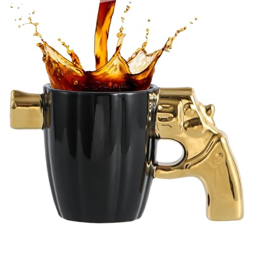 Revolver-Tasse Tasse mit Pistolengriff Pistole Waffes Trinkbecher - 320ml Steingut-Becher mit Revolvergriff, Coole Revolver-Keramiktasse, Vatertagsgeschenk Tasse, Ruhestandsgeschenke für Väter von Generisch