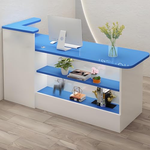 Rezeption Schreibtisch Kleine Front Theke Schreibtisch Theke mit LED-Leuchten und abschließbaren Schubladen Einzelhandel für Kasse Holztheke von Generisch