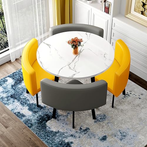 Rezeption Schreibtisch Möbel Set, Runder Tisch mit 4 Stühlen, Platzsparendes Design, Einfache Montage für Küche Esszimmer und Lounge Wohnzimmer von Generisch