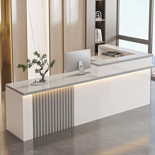 Rezeptions-Thekentisch, L-förmiger Kassentisch mit abschließbarer Schublade, Marmor-Finish, Aufbewahrungsschrank, 120 x 60 x 100 cm, stilvolle Lösung für den Schreibtisch Rezeptions-Thekentisch, L-förmiger Kassentisch mit abschließbarer Schublade, Marmor-Finish, Aufbewahrungsschrank, 120 x 60 x 100 cm, stilvolle Lösung für den Schreibtisch von Generisch