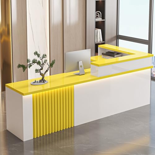Rezeptions-Thekentisch, L-förmiger Kassentisch mit abschließbarer Schublade, Marmor-Finish, Aufbewahrungsschrank, 120 x 60 x 100 cm, stilvolle Lösung für den Schreibtisch von Generisch