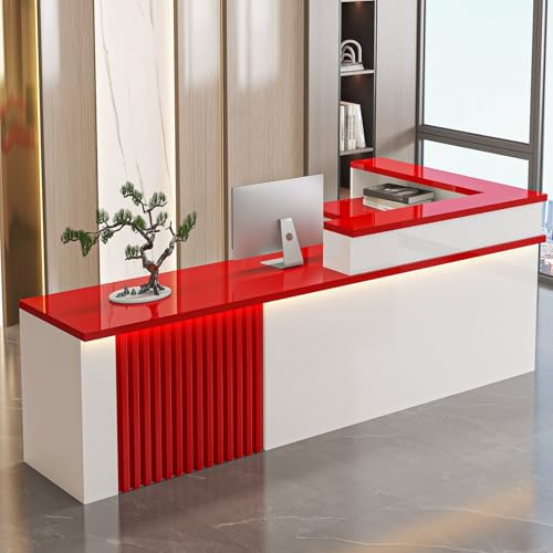 Rezeptions-Thekentisch, L-förmiger Kassentisch mit abschließbarer Schublade, Marmor-Finish, Aufbewahrungsschrank, 120 x 60 x 100 cm, stilvolle Lösung für den Schreibtisch von Generisch