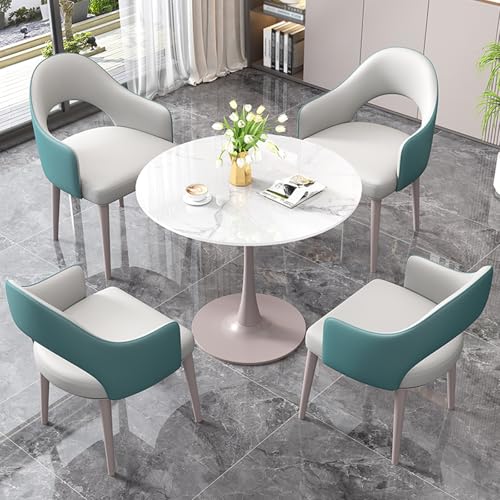 Rezeptionstisch Runder Esstisch mit 4 Stühlen Konferenzraummöbel Wohnzimmer-Set Blau Verhandlungstisch Modernes Design Zuhause & Büro Rezeptionstisch Runder Esstisch mit 4 Stühlen Konferenzraummöbel Wohnzimmer-Set Blau Verhandlungstisch Modernes Design Zuhause & Büro von Generisch
