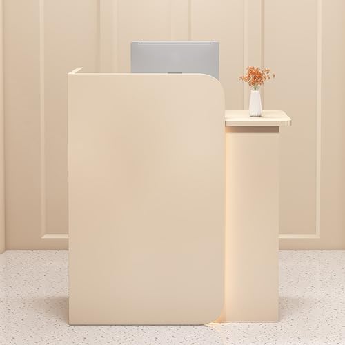 Rezeptionstisch aus Holz mit Schubladen und Schrank - Büro Empfangstheke für Geschäfte, Hotels & Konferenzräume - Beige - rechte Seite 160 × 45 × 100 cm von Generisch