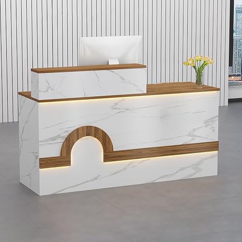 Rezeptionstisch aus Holz mit abschließbarer Schublade und Tastaturablage für Büro und Schönheitssalon, stilvolle und funktionale Arbeitsplatzmöbel von Generisch