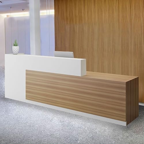 Rezeptionstisch für Büro und Salon, moderner Thekentisch mit Holz-Finish, perfekt für Einzelhandelsräume und Empfangsbereiche, stilvolles und funktionales Design Rezeptionstisch für Büro und Salon, moderner Thekentisch mit Holz-Finish, perfekt für Einzelhandelsräume und Empfangsbereiche, stilvolles und funktionales Design von Generisch