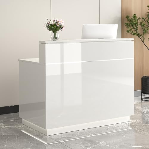 Rezeptionstisch mit Aufbewahrungsschrank, Holz-Schreibtisch mit verschließbarer Schublade für Büro, Salon und Spa, Einzelhandel, 80 cm, silberfarben von Generisch