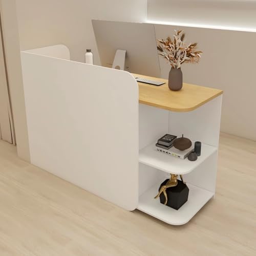 Rezeptionstisch mit Theke, Schreibtisch mit Ausstellungsregal, Einzelhandelstheke mit abschließbarer Schublade und Kabeldurchführung, ideal für Lobby, Schönheitssalon und Büro von Generisch