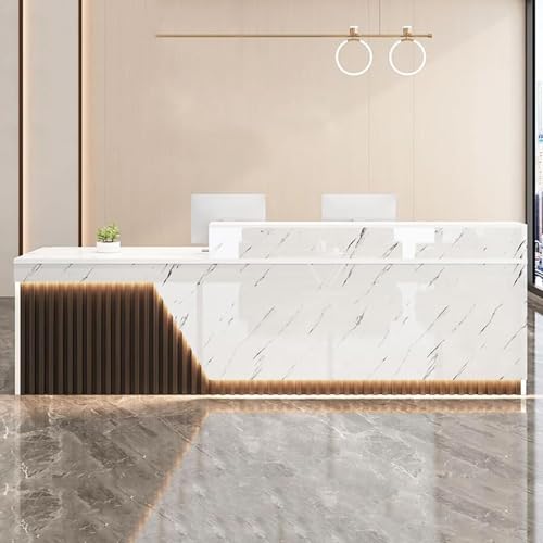 Rezeptionstisch mit Theke und abschließbaren Schubladen, Salon, stabil, modern, für den Kassenbereich, Einzelhandel, Büro, Lobby, C-rechts, 190 cm von Generisch