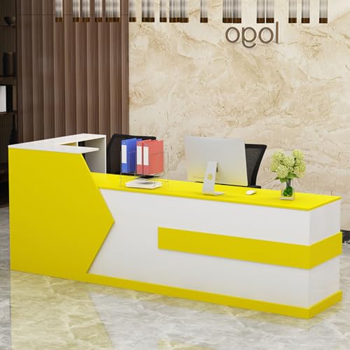 Rezeptionstisch mit Theke und abschließbarer Schublade, L-förmiger Schreibtisch aus Holz, Bürolobby, Rezeption, modernes Design für Salon und Einzelhandel, 140 x 60 x 100 cm von Generisch