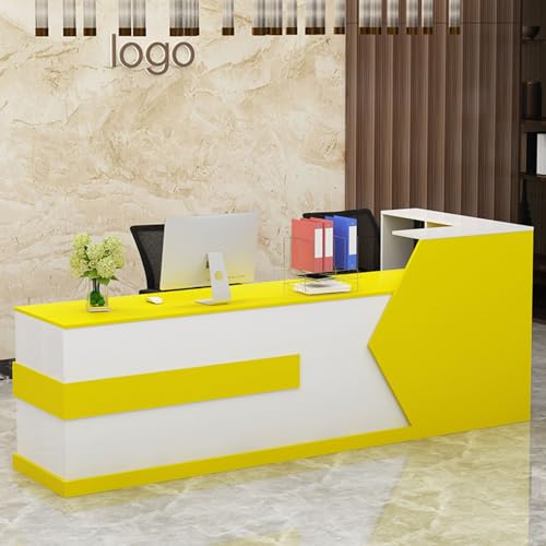 Rezeptionstisch mit Theke und abschließbarer Schublade, L-förmiger Schreibtisch aus Holz, Bürolobby, Rezeption, modernes Design für Salon und Einzelhandel, 140 x 60 x 100 cm von Generisch