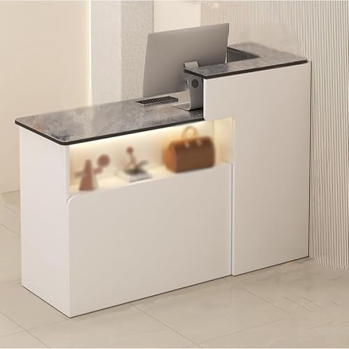 Rezeptionstisch mit abschließbaren Schubladen, Computer-Schreibtisch aus Holz mit Schrank, Einzelhandelstheke für Kasse, ideal für Salon oder Büro Rezeptionstisch mit abschließbaren Schubladen, Computer-Schreibtisch aus Holz mit Schrank, Einzelhandelstheke für Kasse, ideal für Salon oder Büro von Generisch
