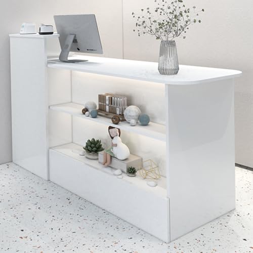Rezeptionstisch mit abschließbaren Schubladen - Fronttheke für Bekleidungsgeschäft, Schönheitssalon, Lobby - Empfangstisch mit Vitrine - von Generisch