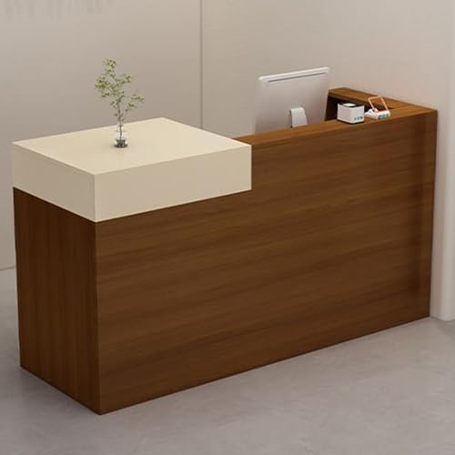 Rezeptionstisch mit abschließbarer Schublade, Holzkassentisch für Einzelhandel, Lobby und Geschäft, 99,8 x 100,1 cm, moderner stehender Theke in Beige von Generisch