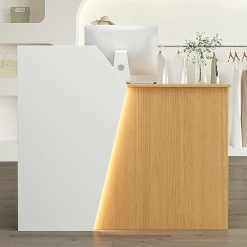 Rezeptionstisch mit abschließbarer Schublade, geräumiger Kassentisch für Schönheitssalon und Einzelhandel, Vordertisch für Büro, modernes orangefarbenes Design (100 cm) von Generisch