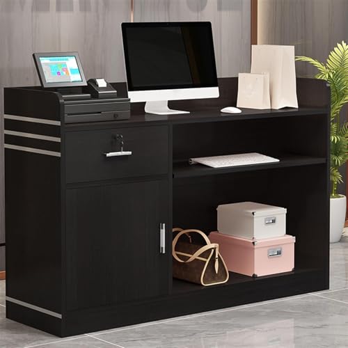 Rezeptionstisch mit abschließbarer Schublade und Schrank, L-förmiger Multifunktions-Theke für Kasse im Salon, Einzelhandelsgeschäft und Büro von Generisch