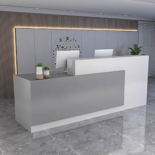 Rezeptionstisch – moderne Theke für Büros, Geschäfte, Restaurants und Salons – einfache Montage aus Holzwerkstoff von Generisch