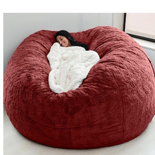 Riesiger Sitzsack-Pouf, waschbar, unbefüllt, übergroße Lounge-Möbel für Entspannung und Partys, Dunkelrot, 180 x 90 cm von Generisch